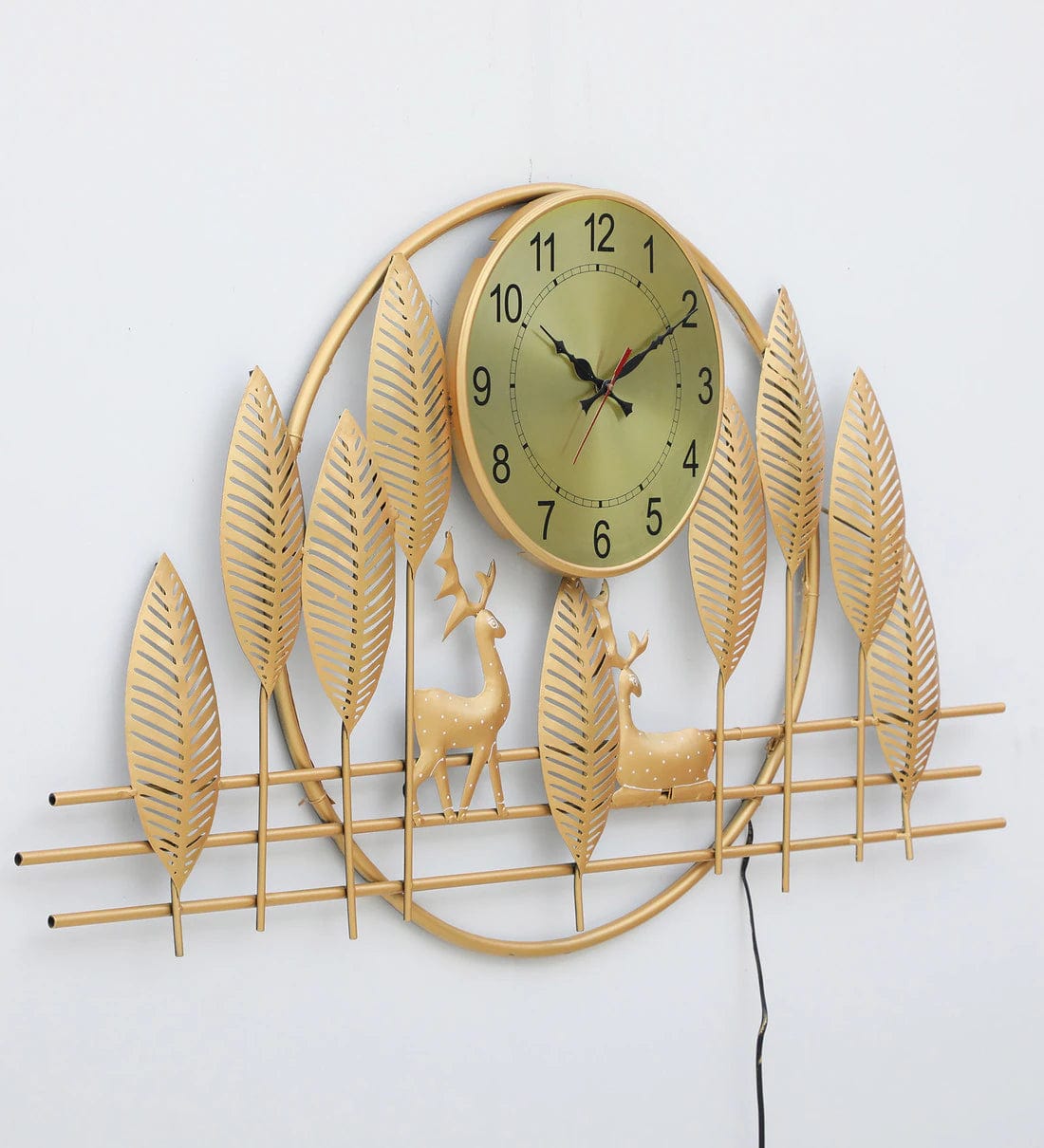 Handmade Gold Metal Deer Wall Hanging Clock,