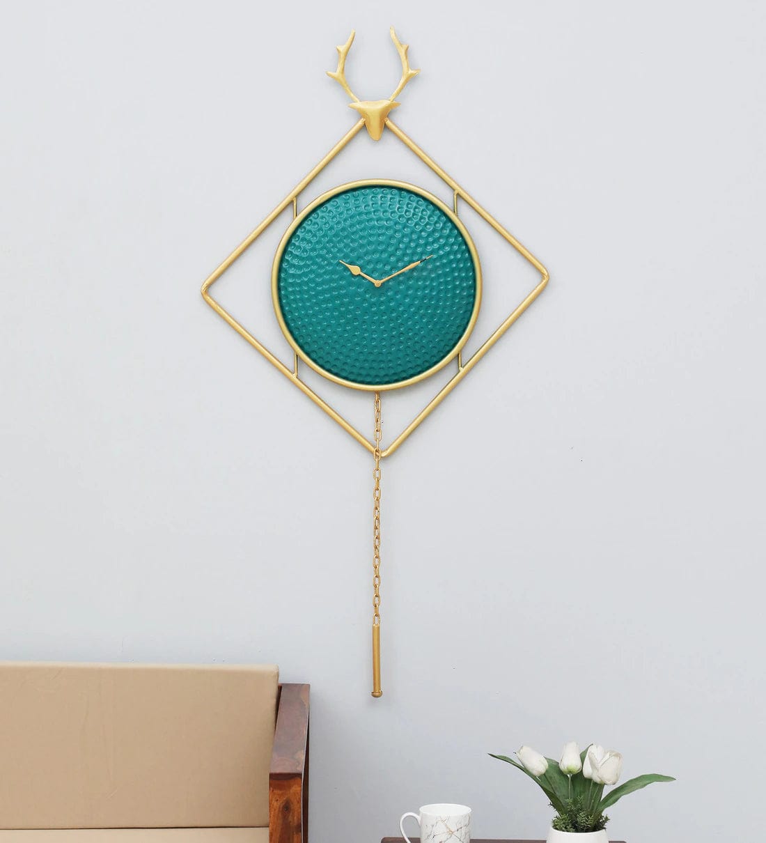 Handmade Gold Metal Wall Clock,