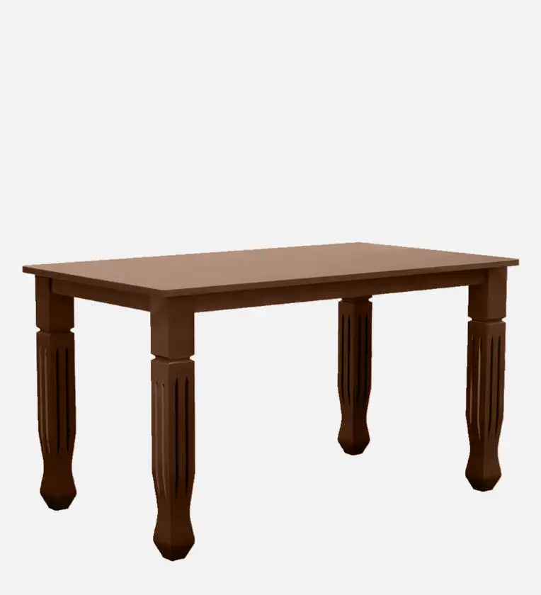 Solid Wood 6 Seater Dining Set in RT Medium Brown Finish