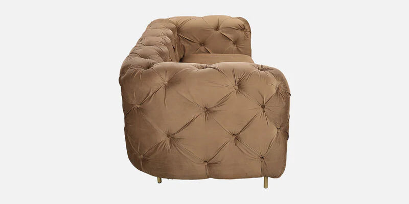 Velvet Fabric 2 Seater Sofa In Brown Colour