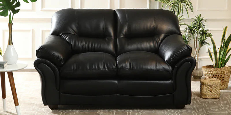 Leatherette 2 Seater Sofa In Black