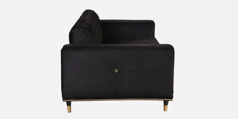 Velvet 3 Seater Sofa In Black Colour with Adjustable Back rest