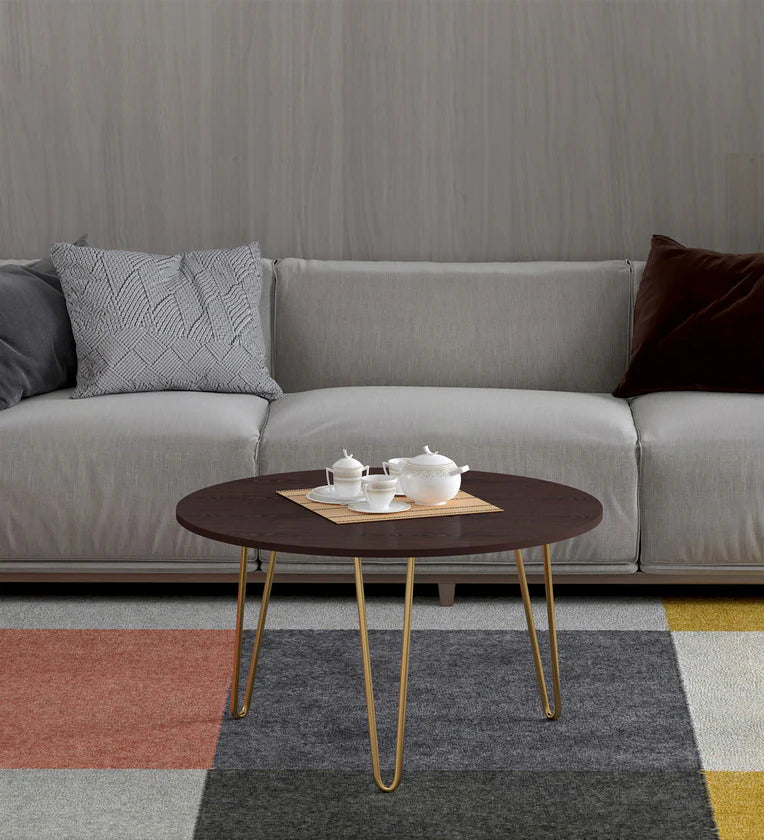 Metal Coffee Table in Gold & Wenge Finish