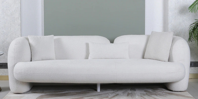 Fabric 3 Seater Curve Sofa In White Colour
