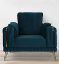 Velvet 1 Seater Sofa in Teal Blue Colour