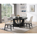 60-Inch Round Solid Wood Dining Table Set with Lazy Susan & Upholstered Chairs