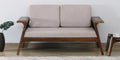 Sheesham Wood 2 Seater Sofa In Scratch Resistant Beige & Provincial Teak Finish