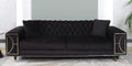 Velvet 3 Seater Sofa In Black Colour with Adjustable Back rest