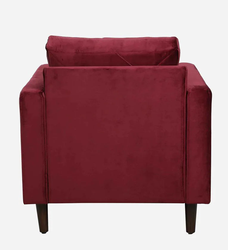 Velvet 1 Seater Sofa In Berry Red Colour