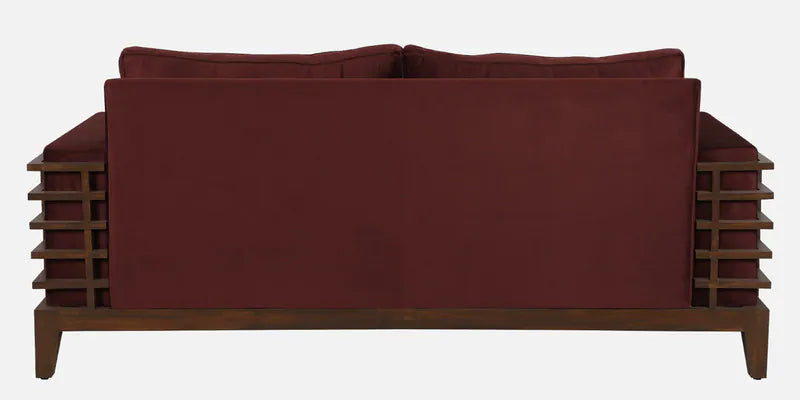 Solid Wood 3 Seater Sofa In Wine Red Colour