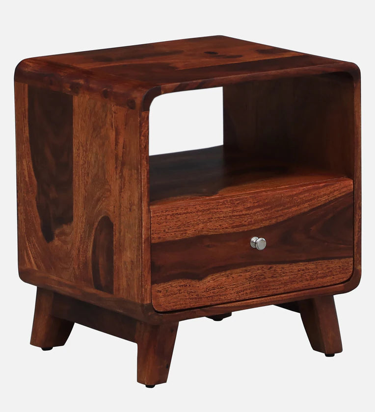 Solid Wood Bedside Table In Scratch Resistant Honey Oak Finish With Drawer