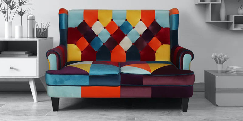Velvet 2 Seater Sofa in Multi Colour