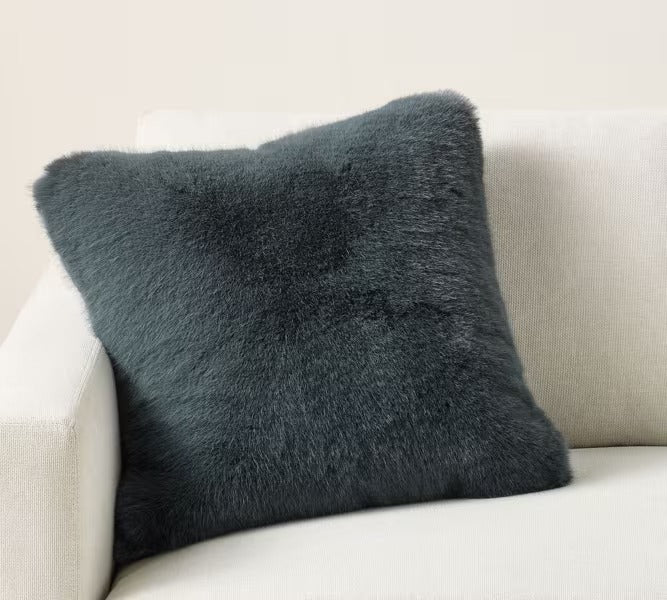 Fur Cushion Covers in Neutral Colours, Square Self-Design, Set of 5