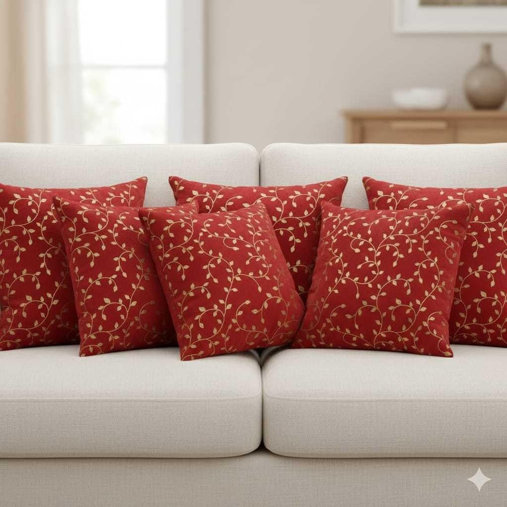 Blue Petal Velvet Cushion Covers 16 x 16 Inch for Sofa, Couch & Bed, Set of 5