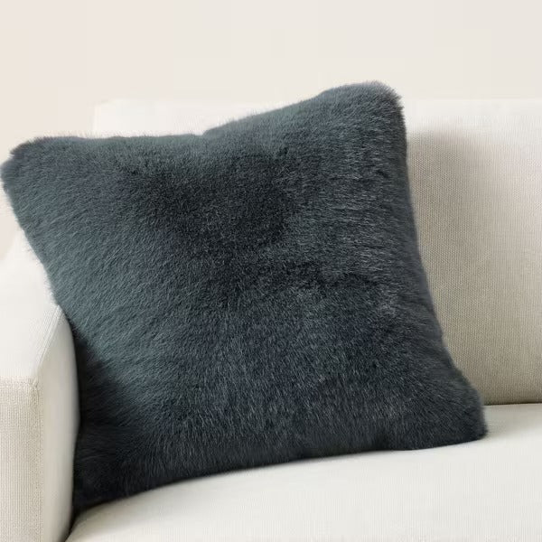 Fur Cushion Covers in Neutral Colours, Square Self-Design, Set of 5