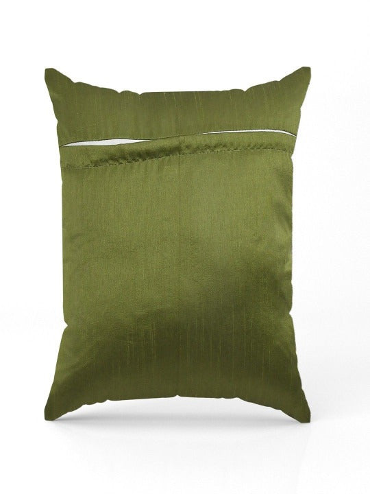 Lotus Floral Velvet Cushion Covers, 16 x 16 Inch, Green, Set of 5