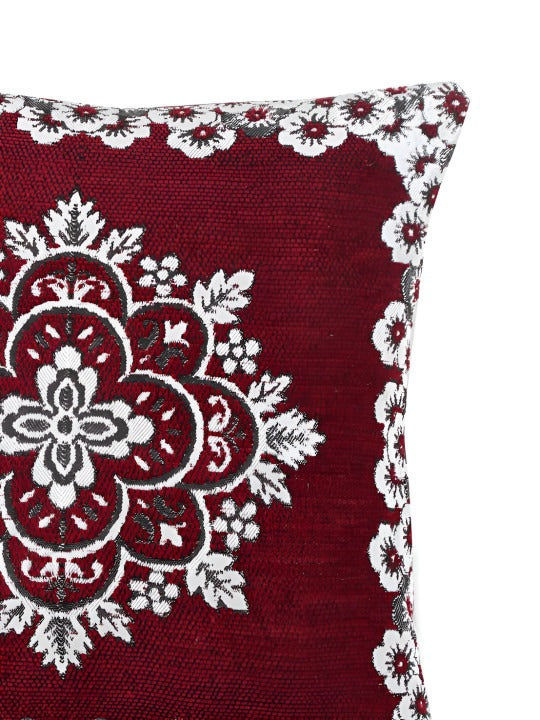 Maroon Embroidered Cushion Covers – Elegant Floral Design