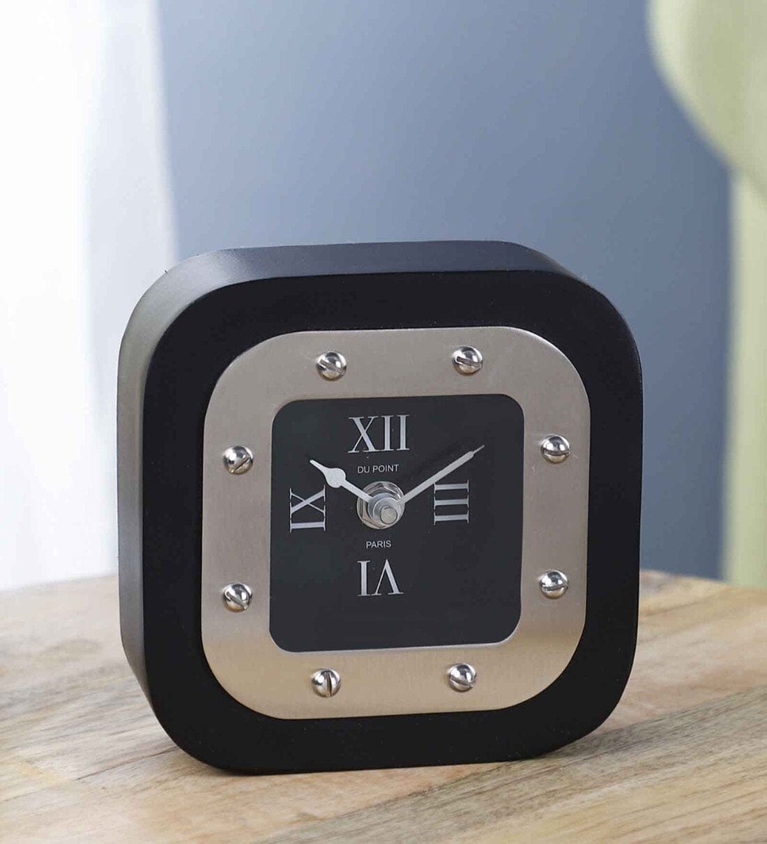 Iron Denki Silver Table Clock,