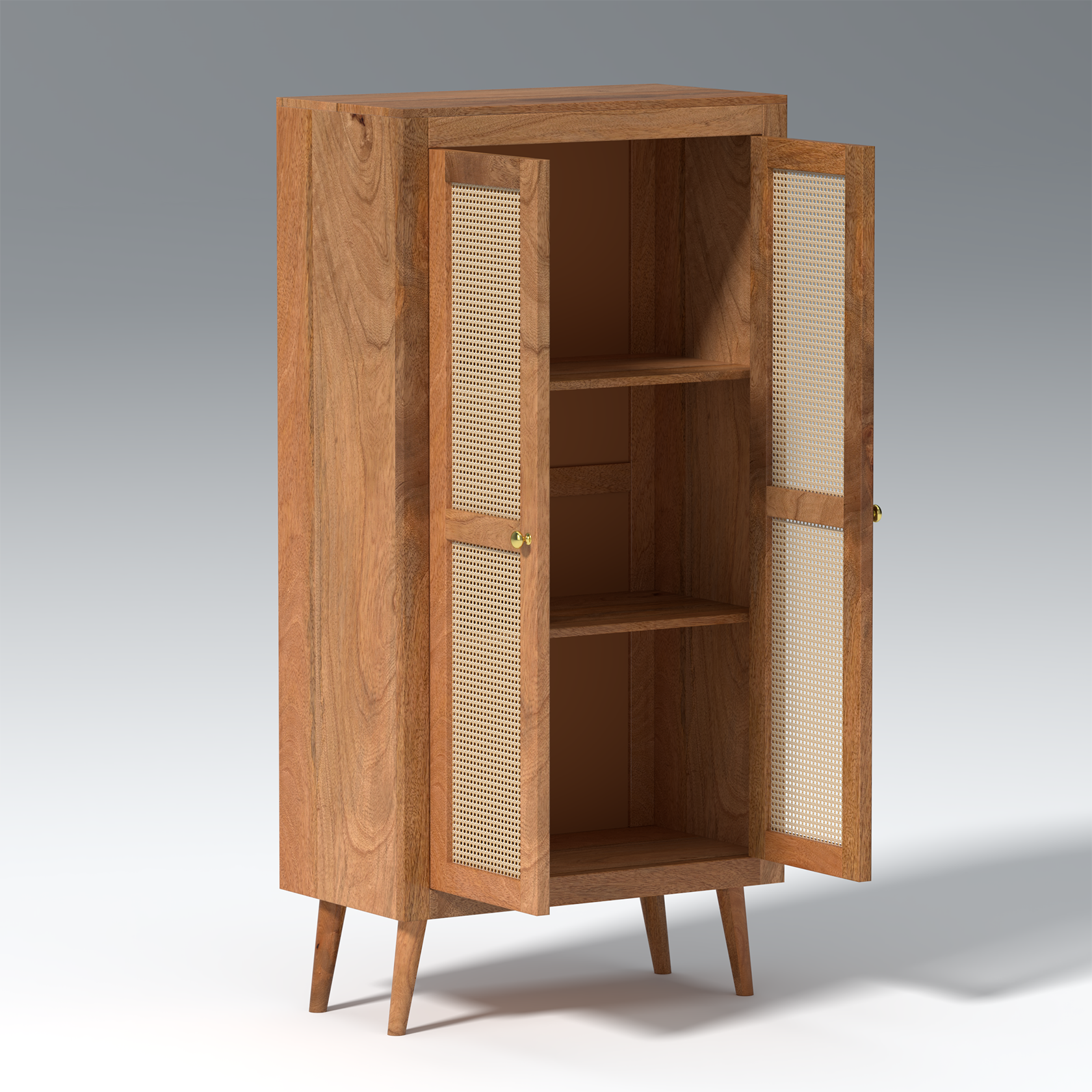 Blissi Two Door Mango Wood Wardrobe in Natural Colour