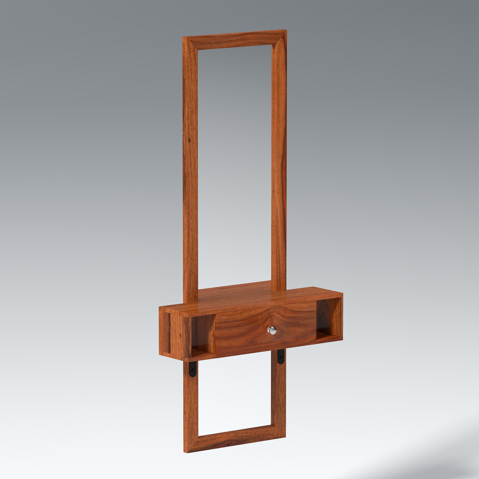Glimm Sheesham Wood Wall Mount Dressing Table in Reddish Rosewood color