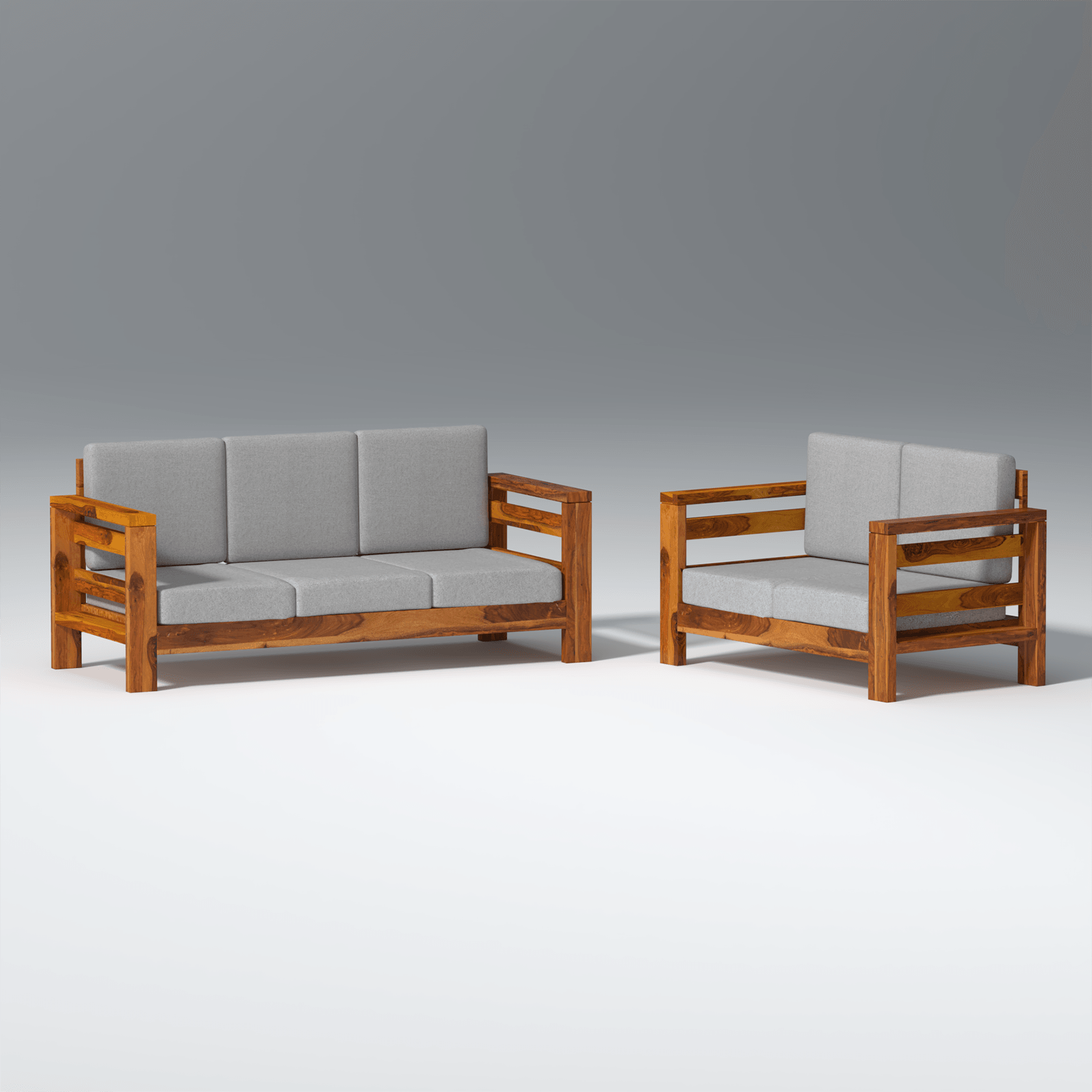 Eirini Elegance Sheesham Wood sofa In Light Honey Color