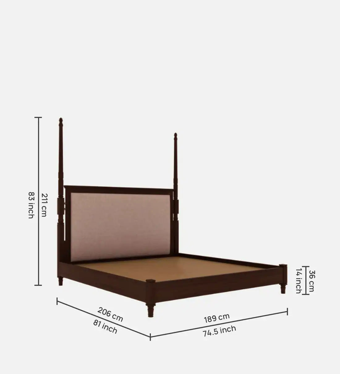 Oreal Solid Wood King Size Bed in Tubbaq Finish
