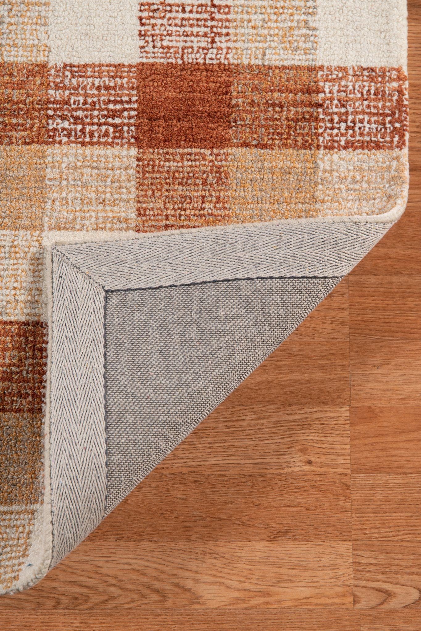Orange Wool Tartan 8X10 Feet Hand-Tufted Carpet - Rug