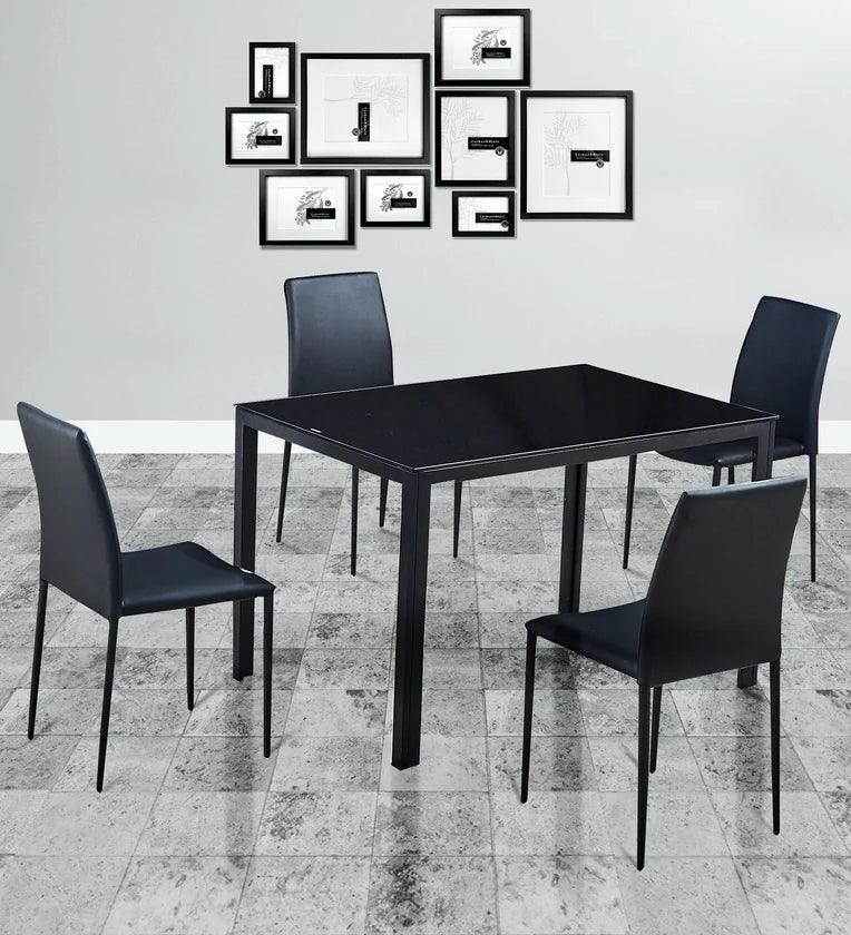 4 Seater Dining Set in Black Colour at OUCH CART
