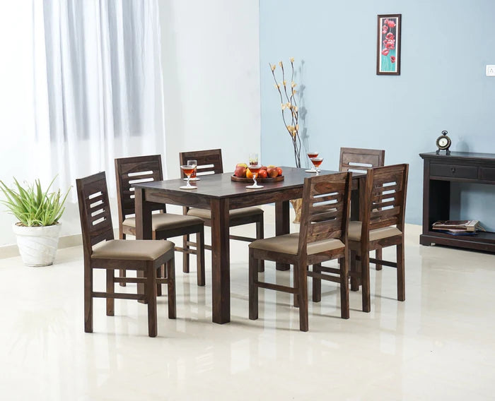 Thibault Sheesham Wood 6 Seater Dining Table Set with 6 Chair for Dining Room