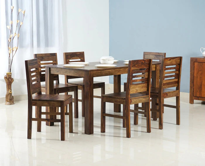 Apolline Sheesham Wood 6 Seater Dining Table Set with 6 Chair for Dining Room