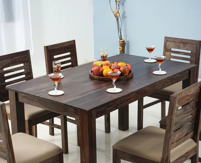 Thibault Sheesham Wood 6 Seater Dining Table Set with 6 Chair for Dining Room