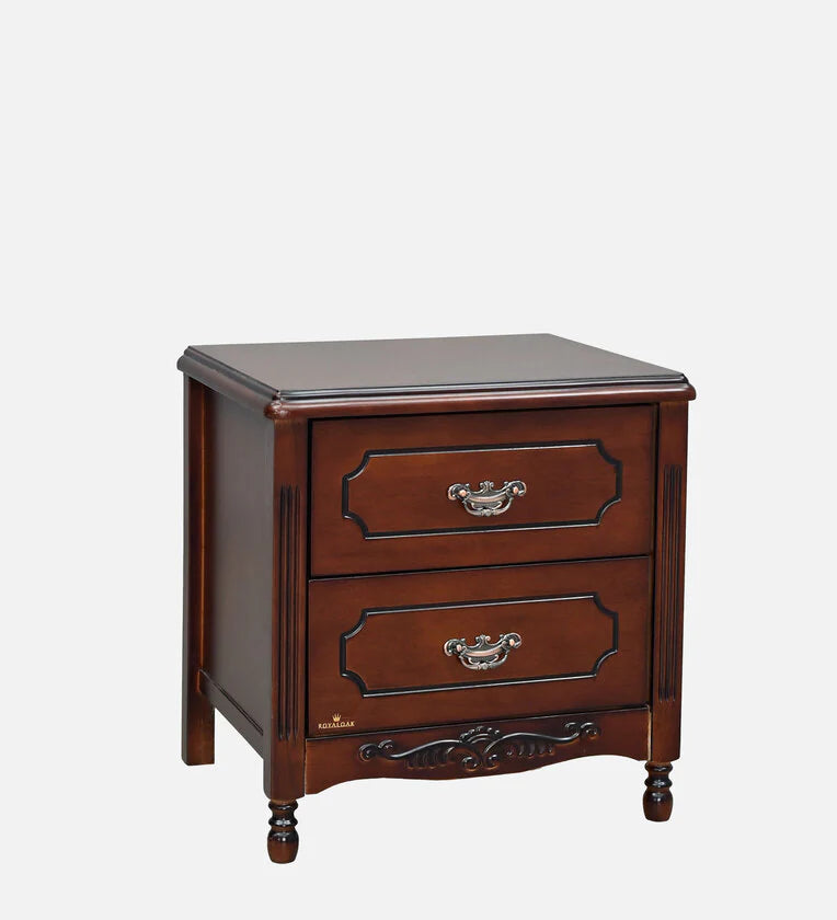 Solid Wood Bedside Table In Brown & Black Colour