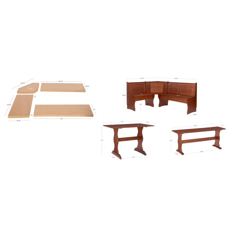 8 - Piece Pine Trestle Dining Set with Cushions