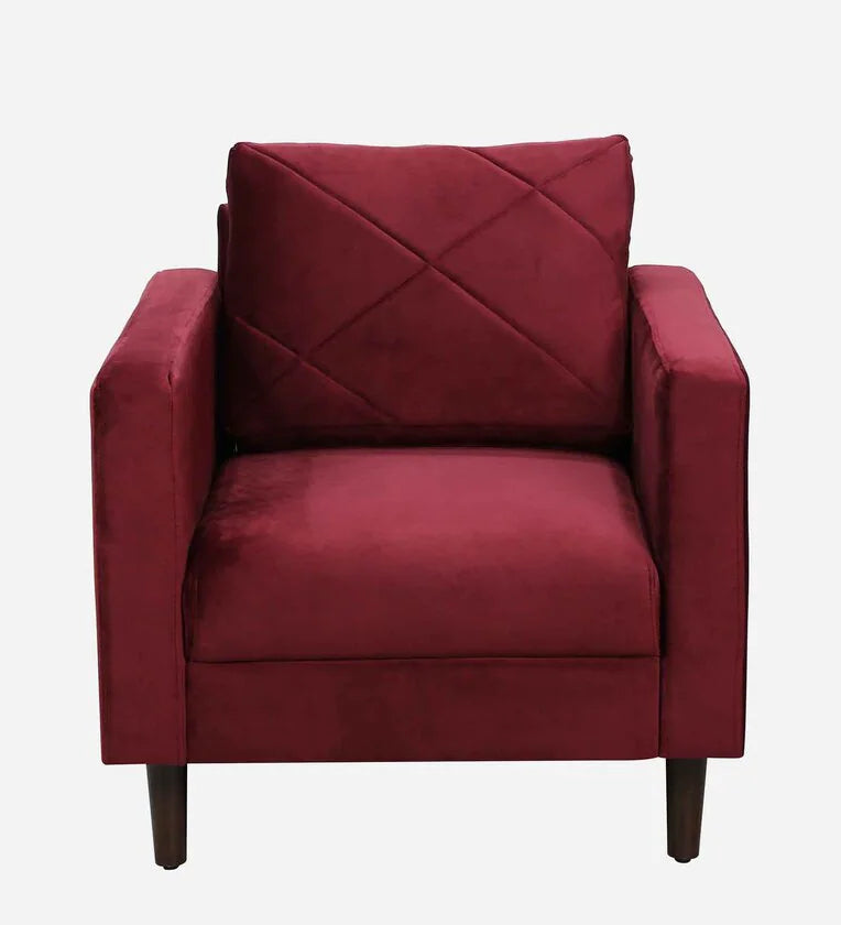 Velvet 1 Seater Sofa In Berry Red Colour