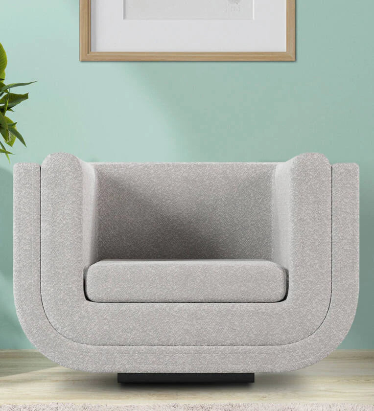 Fabric 1 Seater Sofa in White Colour