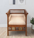 Solid Wood 1 Seater Sofa in Walnut Colour