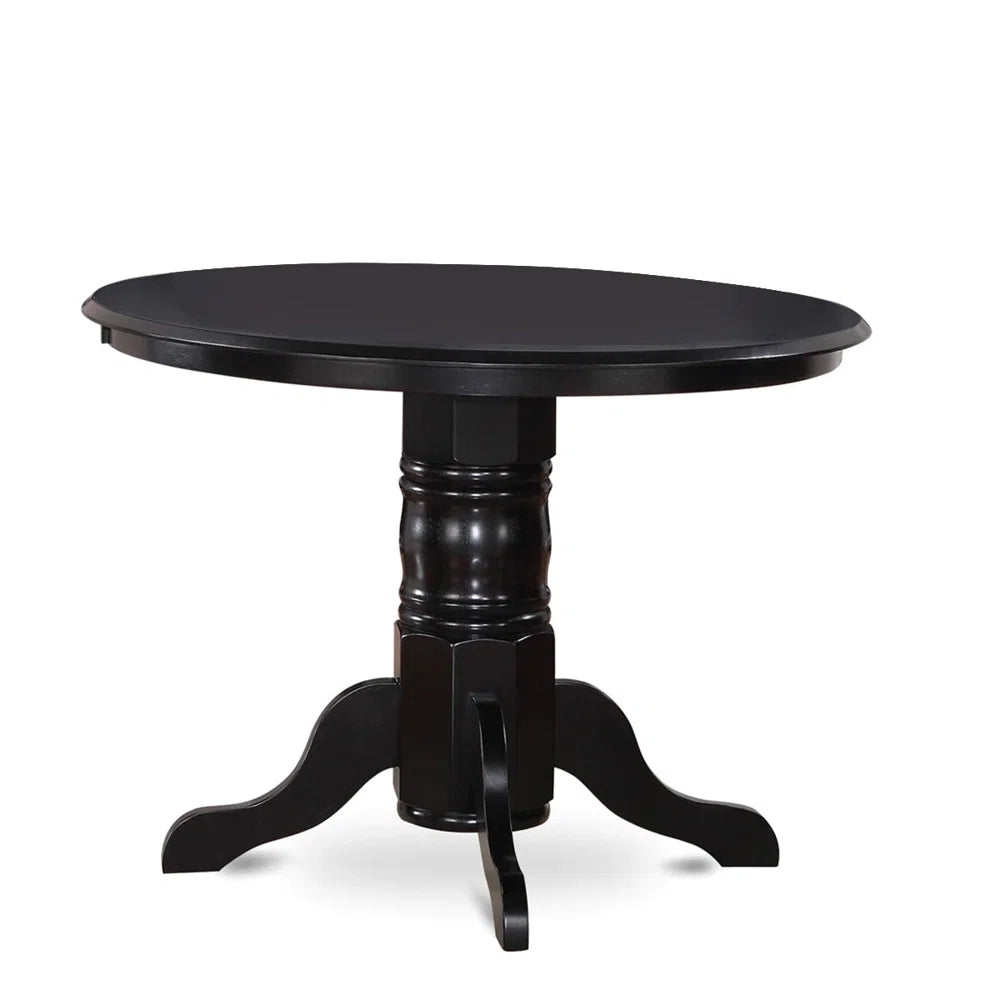 Table with Pedestal and 4 Parsons Chairs - Black Finish