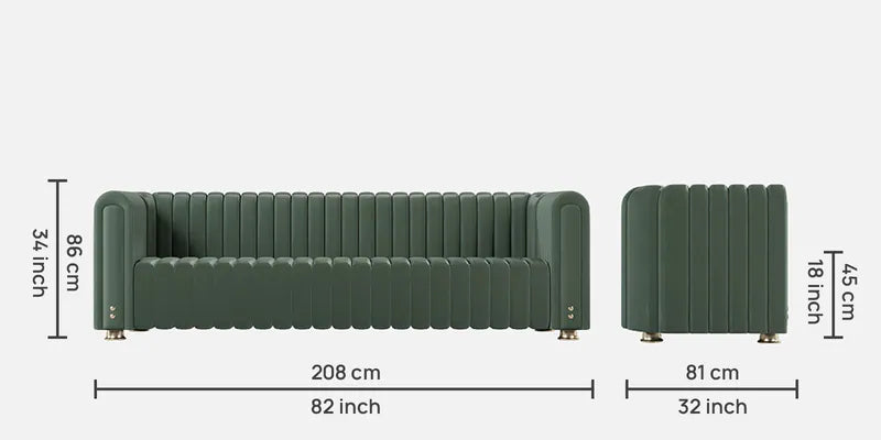 Leatherette 3 Seater Sofa in Sage Green Colour