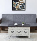 Solid Wood Coffee Table In White Distressed Finish With Drawers