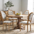 Solid Wood French Country Dining Set with Fluted Legs and Round Back Chairs – Rustic White & Natural Finish