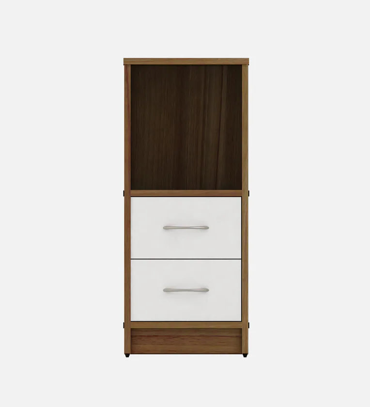 Bedside Table in Lyon Teak & White Finish With 2 Drawers