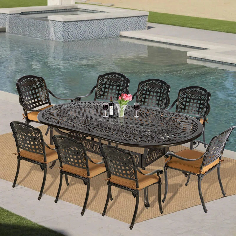 8 - Person Oval Outdoor Dining Set with Cushions