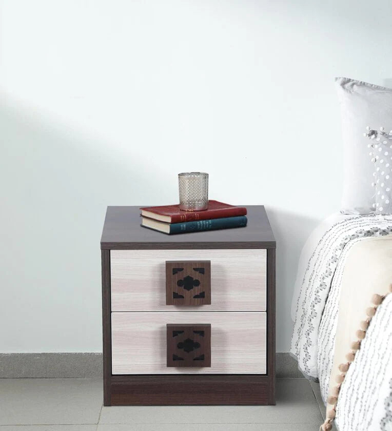 Bedside Table In Walnut Finish With Drawers