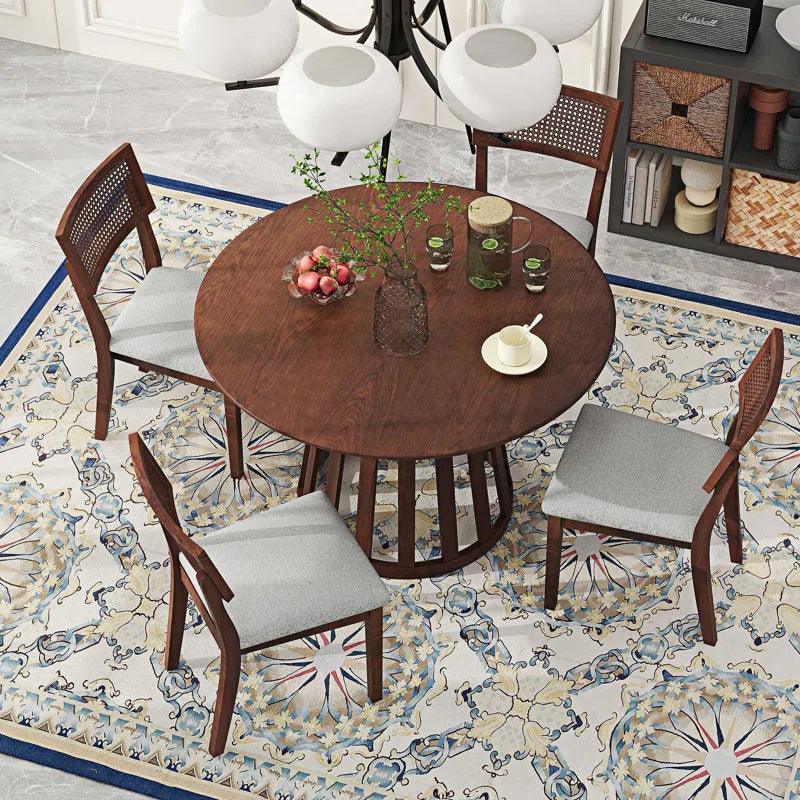 5 Piece Dining Set Round Dining Table Set Small Kitchen Table Set - Ouch Cart 