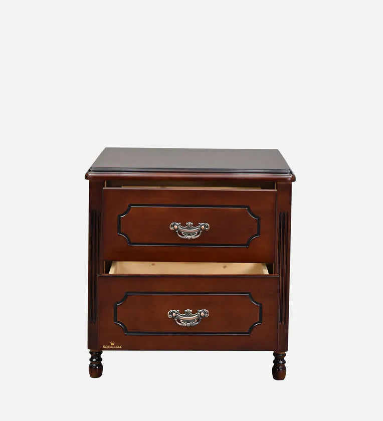 Solid Wood Bedside Table In Brown & Black Colour