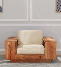 Solid Wood 1 Seater Sofa in Walnut Colour