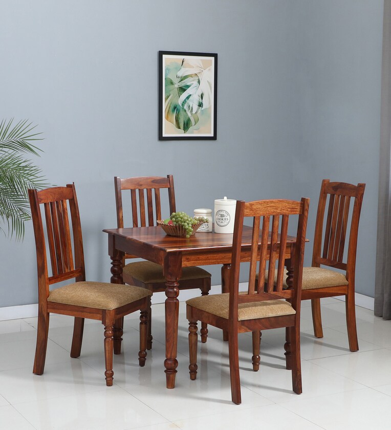 Sheesham Wood 4 Seater Dining Set in Scratch Resistant Honey Oak Finish