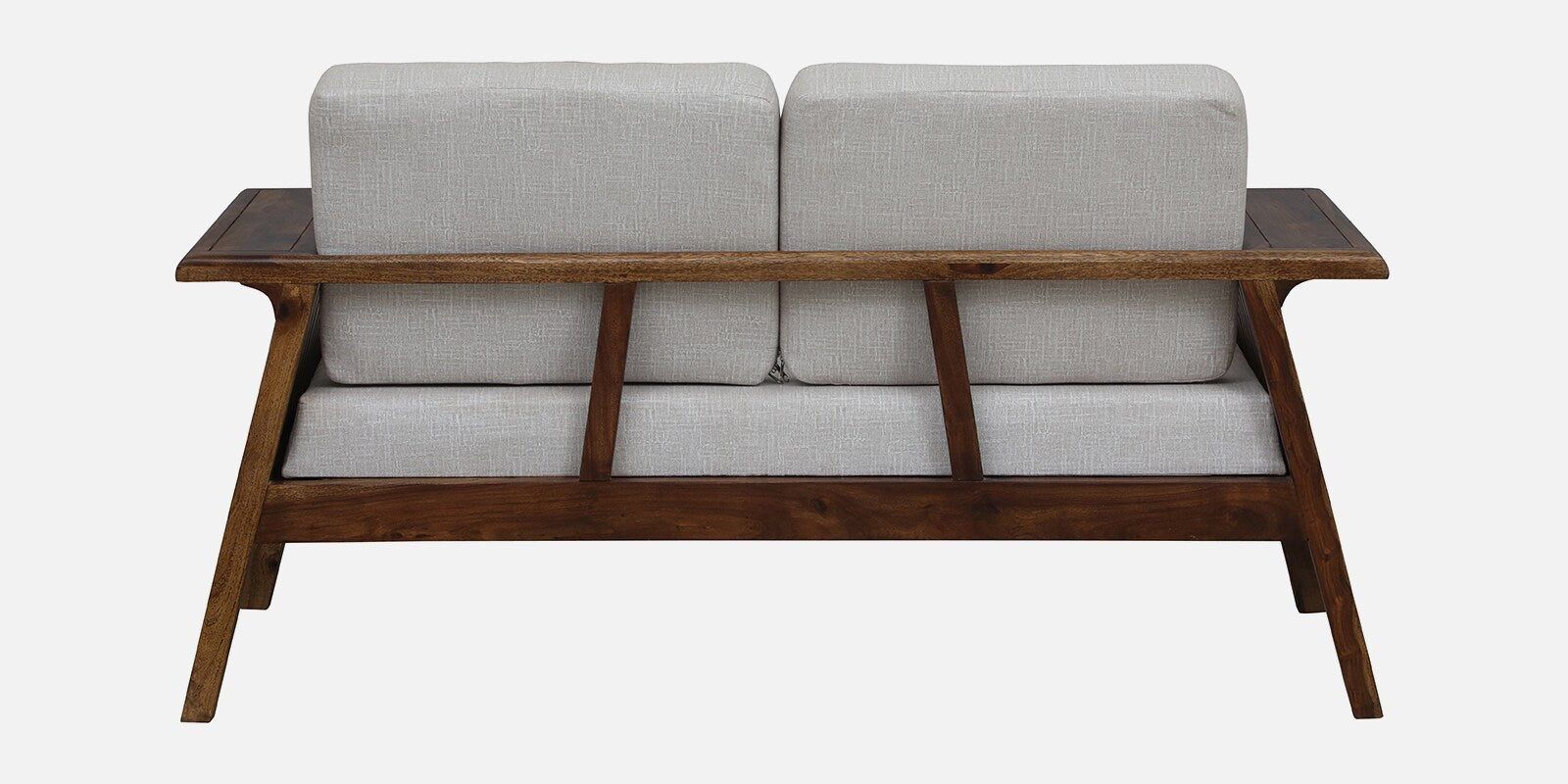 Sheesham Wood 2 Seater Sofa In Scratch Resistant Beige & Provincial Teak Finish