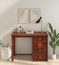 Kelty Sheesham Wood Writing Table In Honey Oak Finish With Drawers,