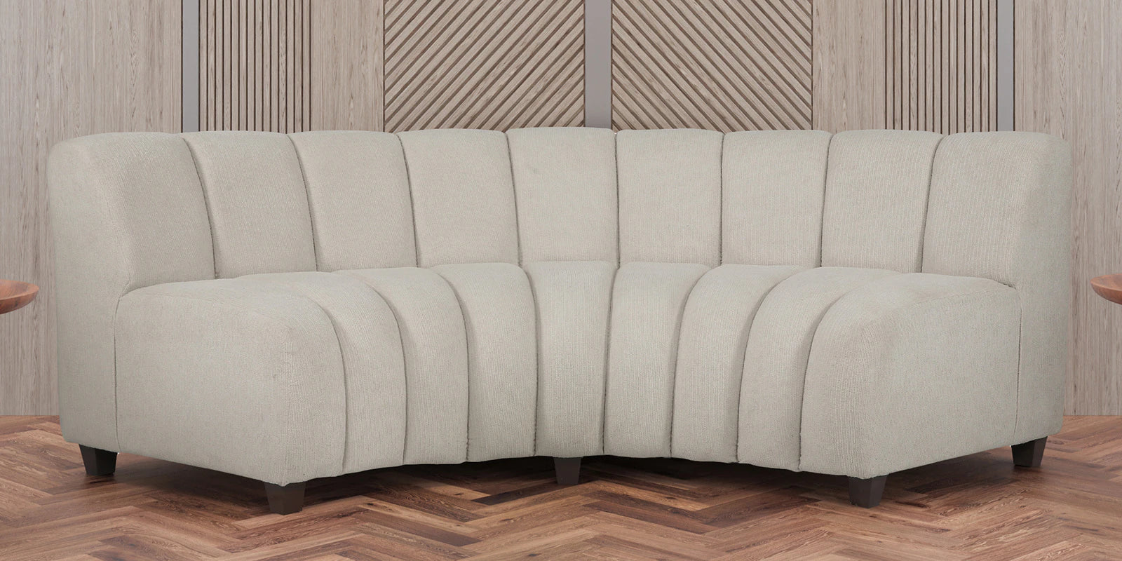 Boucle Fabric 3 Seater Curve Shaped Sofa in Off White Colour